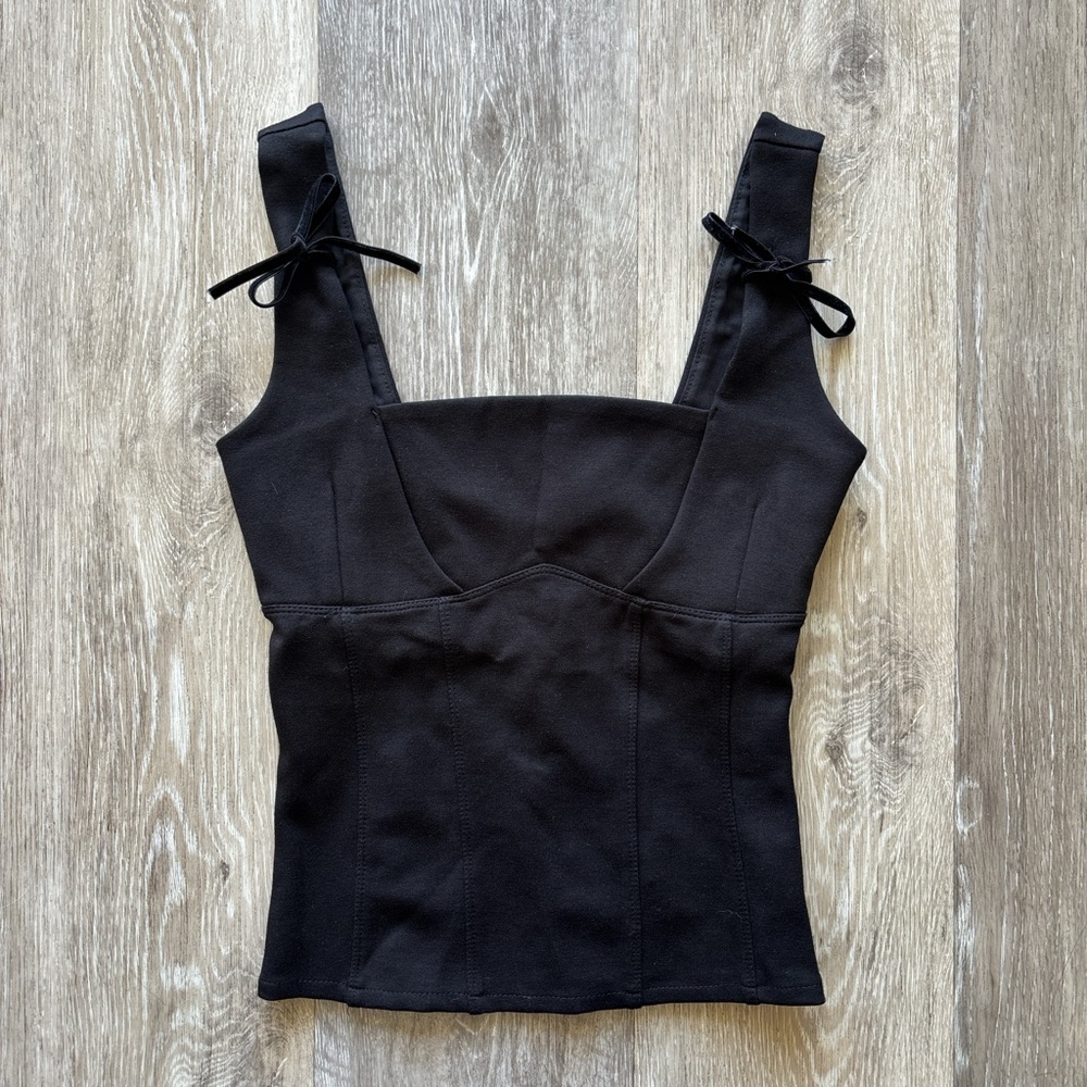 Forever 21 NWT Black Coquette Goth Feminine Corset Bustier Velvet Bow Top Size S